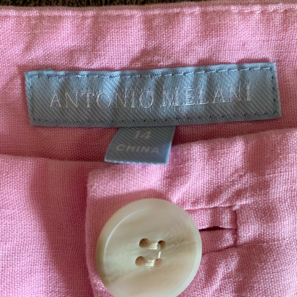 Antonio Melani Pink Linen Blend Cropped Pants Scalloped Hem Size 14 - Picture 5 of 7